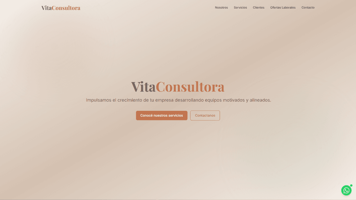 Página web de Vita Consultora, consultoría de recursos humanos con diseño profesional y panel de gestión de candidatos