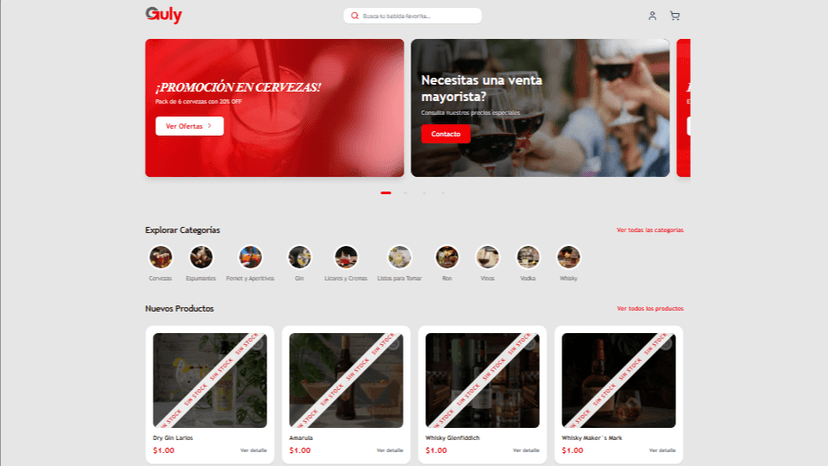 E-commerce Guly con diseño moderno, catálogo de productos y checkout optimizado para conversión