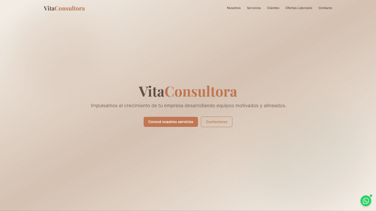 Página web de Vita Consultora, consultoría de recursos humanos con diseño profesional y panel de gestión de candidatos