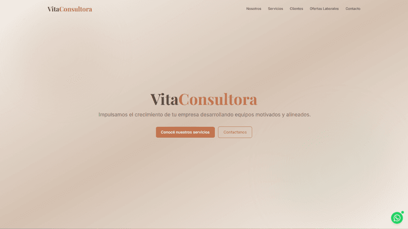 Página web de Vita Consultora, consultoría de recursos humanos con diseño profesional y panel de gestión de candidatos